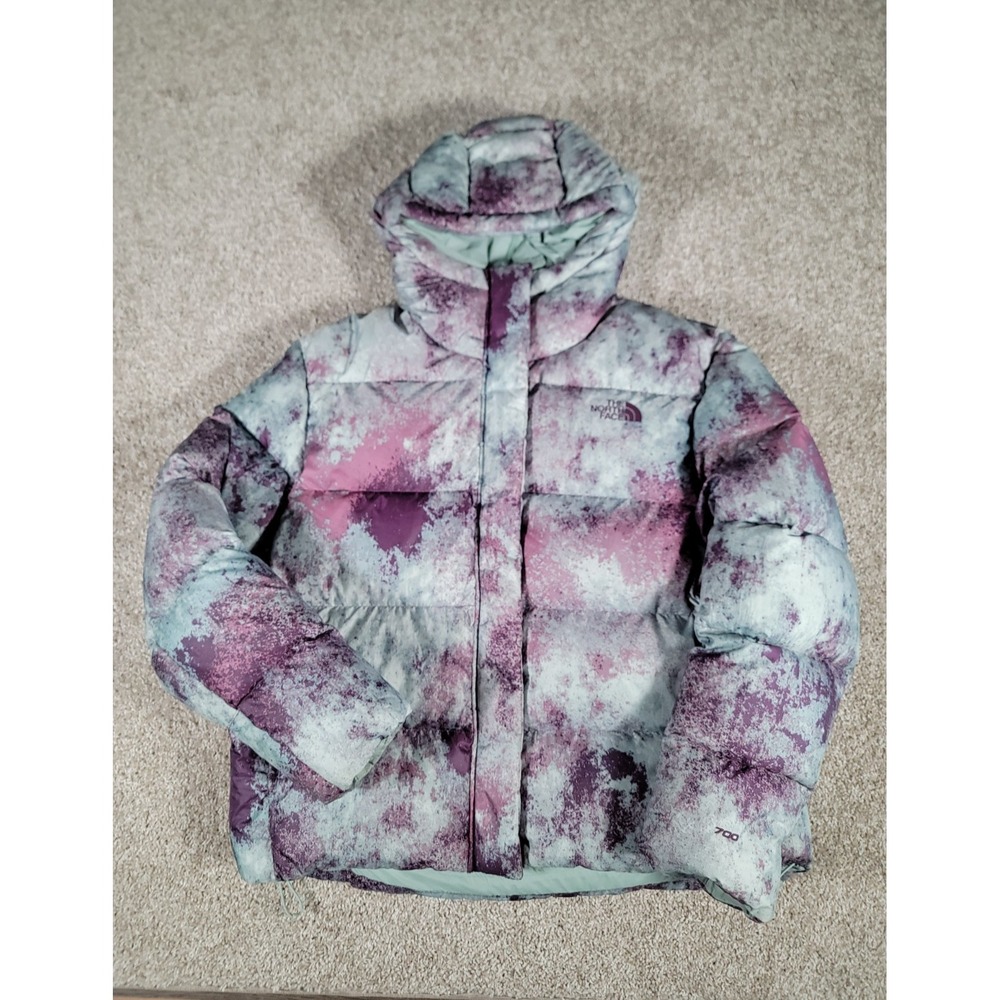 The North Face Puffer Jacket Womens Large Goose Down 700 Fill Hooded Ski Printed - Picture 3 of 16